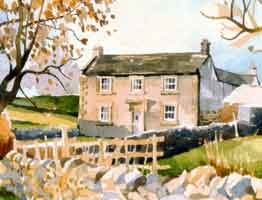 watercolour painting of a Dales farmhouse